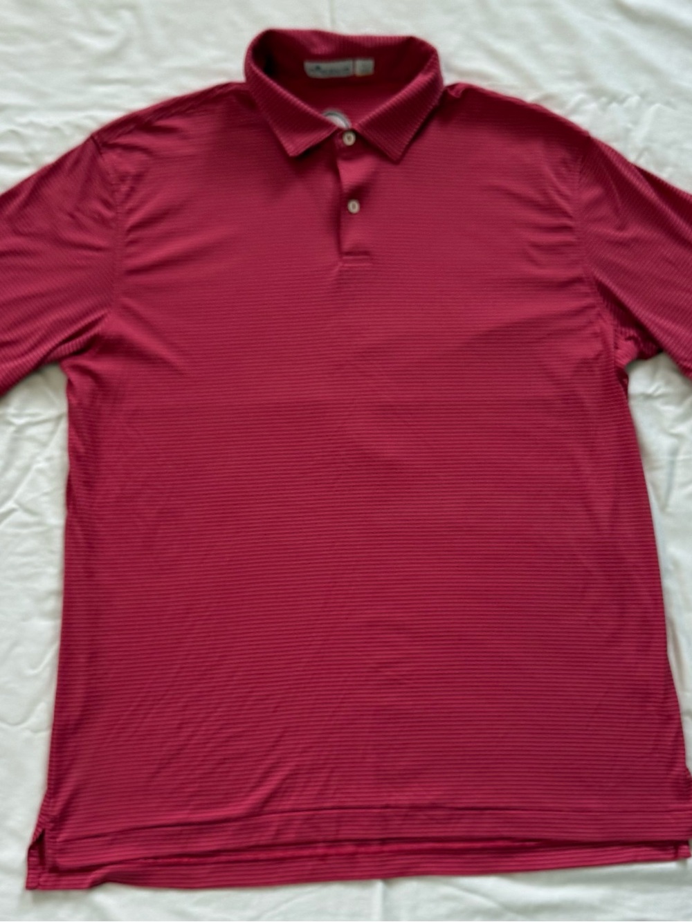 Peter Millar Featherweight UPF 50+ Pink Navy Striped Golf Polo Shirt Men’s Large